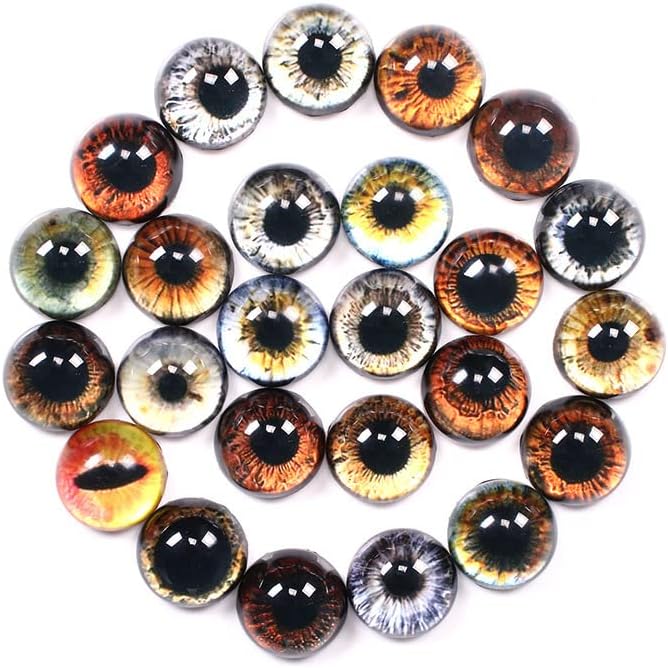 HOCEDO 50pcs 8/10/12/14/16/18/20mm Yeux de poupée Photo Rond Verre Cabochon Dos Plat adapté à Bricolage Oeil de poupée - Nail Gallerys