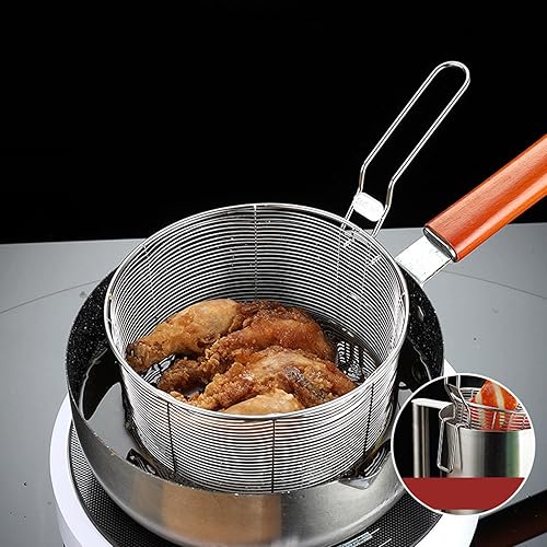 LOVIVER Panier à Frire Rond en Fil métallique Facile à Nettoyer écumoire Frites Panier à friture de Poulet en Maille Panier à friture pour Frites de Camping, 16CM - Nail Gallerys