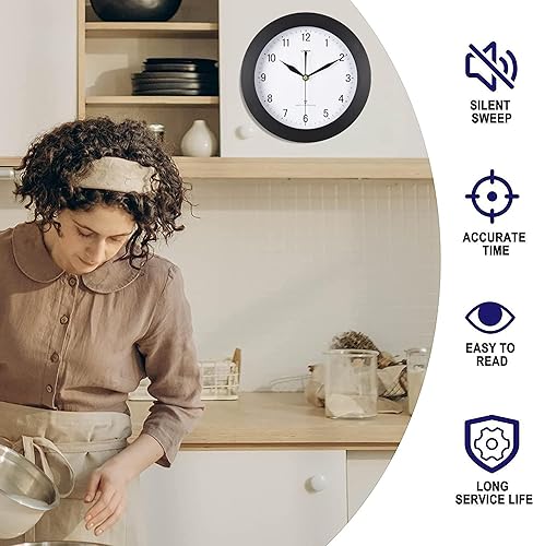 OSTAR Horloge murale radio-pilotée silencieuse - 25 cm - Horloge ronde automatique - Fonctionne avec piles - Synchronisation de l'heure - Nail Gallerys