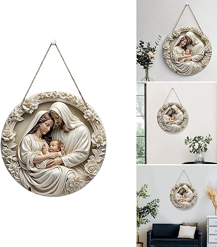 CHIZISX Handcrafteds Plaques en bois avec Jésus et la Vierge Marie Décoration murale à suspendre pour la maison religieuse - Nail Gallerys