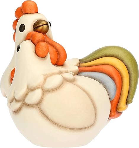 THUN Paire Coq Jack et Poule Ester, Céramique, Collection Jardin de Printemps, 20,2 x 20,4 x 19,7 cm - Nail Gallerys