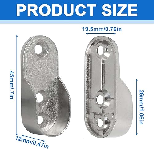 GXGM 6 Pièces Support Tringle Penderie，Support Tringle，30 X 15 Mm，Acier Nickelé ， Tringle Cintre Fixation ， Support De Barre De Penderie En Métal，Pour Tringle Ovale, Armoire. - Nail Gallerys