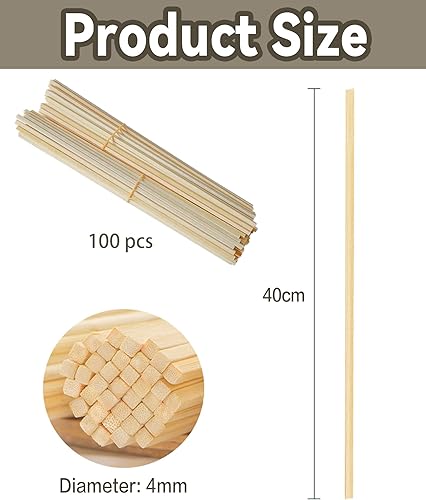 100 Pièces Bâtons Barbe à Papa Carrés en Bambou Naturel 40cm x 4mm, Bâtonnets Carrés pour Barbes à Papa, Bricolage & Travaux Manuels, Contact Alimentaire - Nail Gallerys