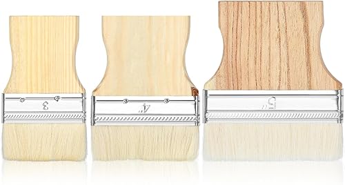 Thinp Lot de 3 pinceaux plats à palette large de 1,9 cm avec manche en peuplier pour peinture à l'huile et acrylique - Nail Gallerys