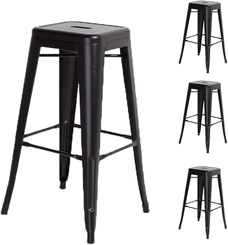 Lot de 4 tabourets de Bar en métal Blanc Mat Style Industriel - Hauteur 66 cm - Nail Gallerys