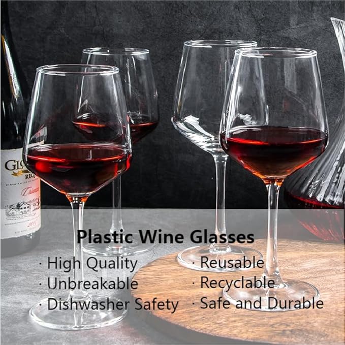 IVEOPPE Lot de 2 verre a vin plastique incassables - 440 ml verre a pied, verre a vin rouge, verre a vin blanc, pour fêtes, camping, festivals, pique-niques - Nail Gallerys