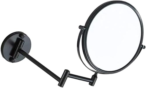 dailymall Miroir Mural Télescopique Salle de Bain - Miroir Rond Pivotant Double Face - Miroir Grossissant Pliable - Bras Extensible - Noir - Nail Gallerys