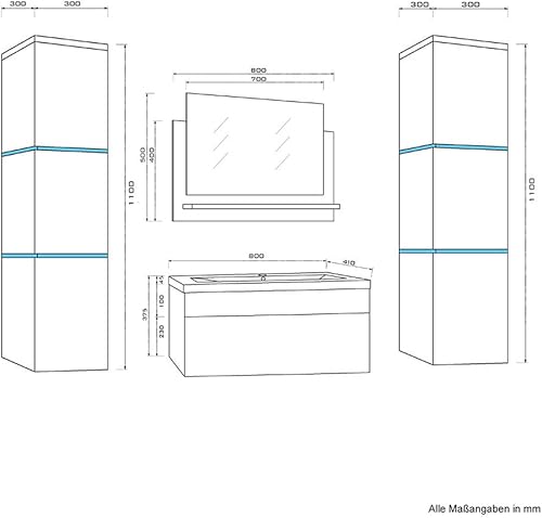 HOME DELUXE - Ensemble de meubles de salle de bain - WANGEROOGE BIG noir - X-Large - avec lavabo et accessoires complets - largeur du lavabo : env. - Nail Gallerys