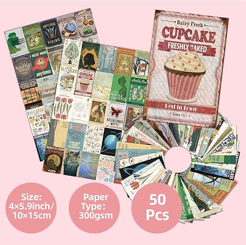 Bailinks Lot de 50 Cartes Postales Aesthétiques, Décoration Murale avec Affiches Artistiques, Décoration Intérieure, Idéal pour Chambres, Dormitoires, Comprend Points d'Adhésion (STYLE02) - Nail Gallerys