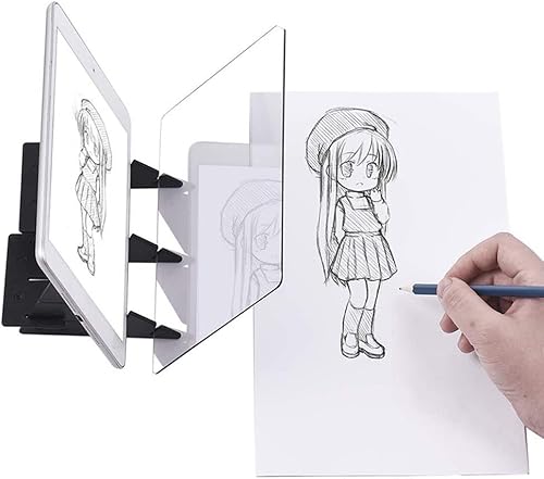 Tracing Drawing Board, Sketch Mirror Reflection Board with 5 Brackets, Easy Drawing Sketching Tool Convient pour Le Papier, Le Tissu Blanc, Les Non-tissés, Les Graffitis - Nail Gallerys