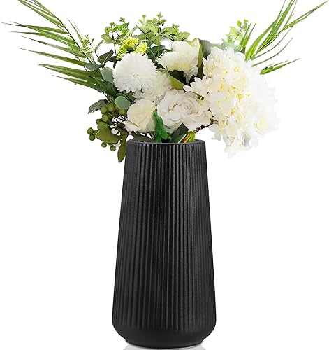 Vase Décoratif 20 cm FoiiLiio Vase en Céramique Blanc Vases pour Fleurs pour Herbe de la Pampa pour Décoration de Table et Fleurs Séchées - Nail Gallerys