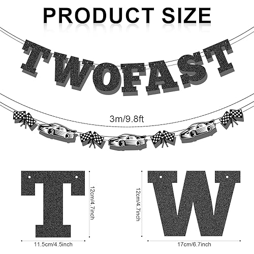 Bannière Two Fast, Décoration d'Anniversaire Two Fast Noire et Blanche Drapeau à Damier Voitures de Course Bannière Two Fast Bannière d'Anniversaire Two Fast Pré Assemblée - Nail Gallerys