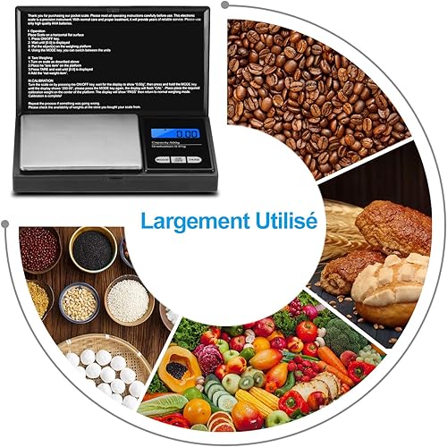 Vineco Balance de Precision 700g/0.01g, Balance Alimentaire de Cuisine Petite Mini Balance Milligramme Balance de Poche de Bijoux, Matières Médicinales, Poudre, Grains de Café, 2 Piles Incluses - Nail Gallerys
