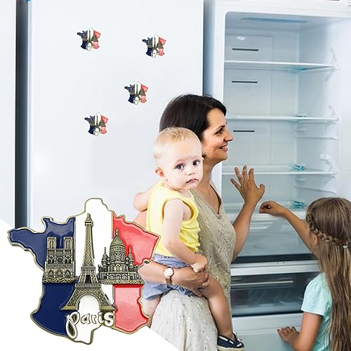 Magnette Aimant frigo France,Aimants Paris Architecture France,Aimant De Frigo en Métal Représentant Trois Grands Bâtiments De France sur La Carte,Autocollant De Réfrigérateur-2 Pieces - Nail Gallerys