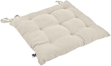 Coussin/Galette de Chaise 38 x 38 cm en Coton avec nouettes - Kala - Beige - Nail Gallerys
