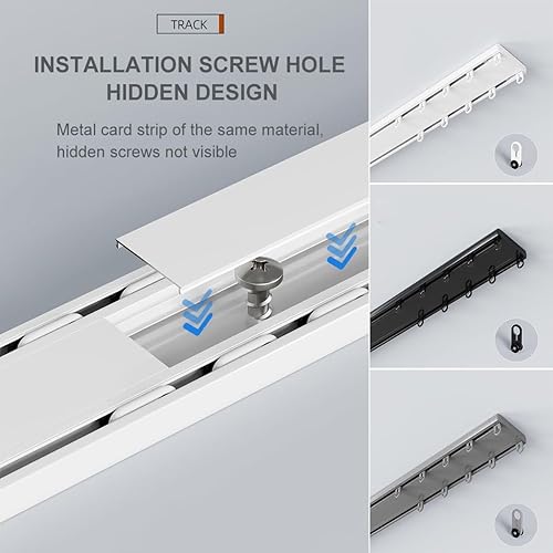 Générique Rail de Rideau Double, Rail de Rideau de Plafond Silencieux, Rail de Rideau caché Robuste Personnalisable, adapté au kit de Rail de Plafond de séparation de Salle de Bain de - Nail Gallerys