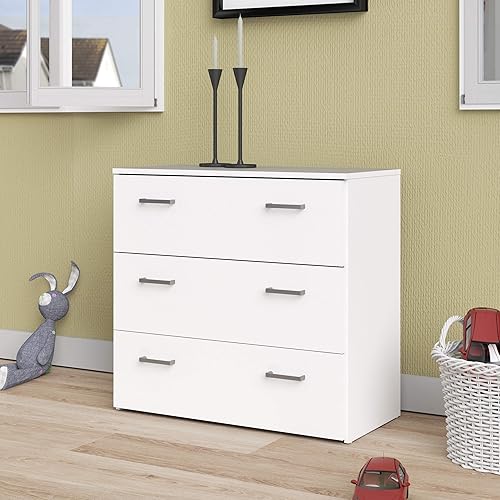 Tvilum Commode 3 tiroirs blanc, H 69,9 x L 74,1 x P 35,95 cm - Nail Gallerys