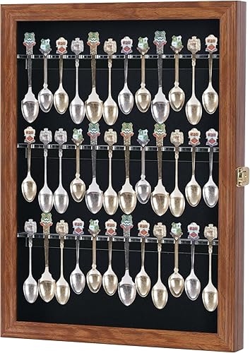 Vitrine pour 36 cuillères à café souvenirs en bois massif avec porte verrouillable Finition noyer - Nail Gallerys