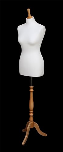The Shopfitting Shop Deluxe Taille 10 Femelle Mannequin de Couture Buste Couture Blanc Jersey Effet hêtre trépied Support en Bois - Nail Gallerys