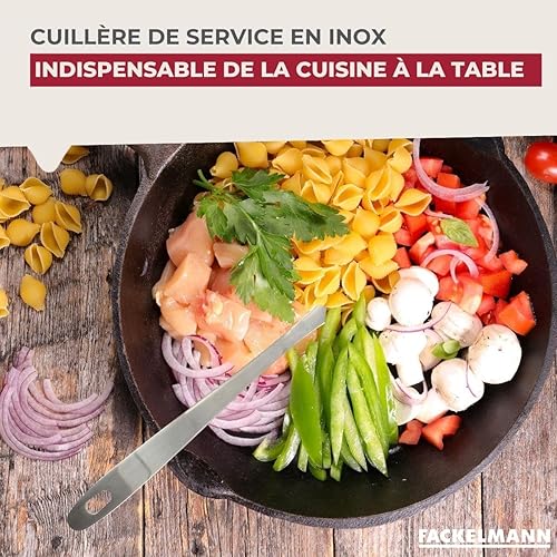 Fackelmann 9317750 Lot de cuillères à servir, louche plate, cuillère de cuisine, ustensile de cuisine, cuillère à soupe, Acier inoxydable, Argent, 31,5 x 7 cm - Nail Gallerys