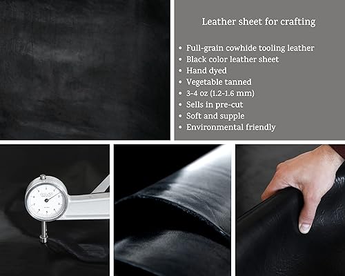 Time Resistance, Plein Grain, Tannage végétal, Epaisseur 1.2-1.6mm (3-4oz), Feuille de cuir de vachette pré-découpée pour l'artisanat du cuir (12x12 in, brun cognac) - Nail Gallerys