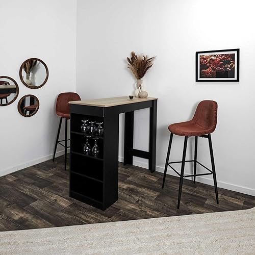 HOME DECO FACTORY, HD0284, Lot de 2 Chaises de Bar Cotele Scott Terra M2, Softness, Mobilier, Assise, Tabouret et Chaise de Bar, 46,5x100,5x49,5 cm, Hauteur Assise 70,5 cm, Terracotta Noir - Nail Gallerys