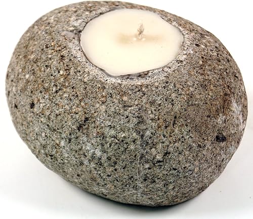 Guru-Shop Bougeoir Bougeoir D`un Galet de Pierre de Rivière, Stone, 7x12x12 cm, Bougeoir - Nail Gallerys