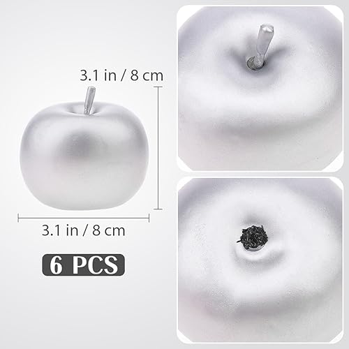 Gresorth 6 PCS Artificiel Argent Pomme Faux Pommes Fruit Accueil Fête Christmas Décoration - Nail Gallerys