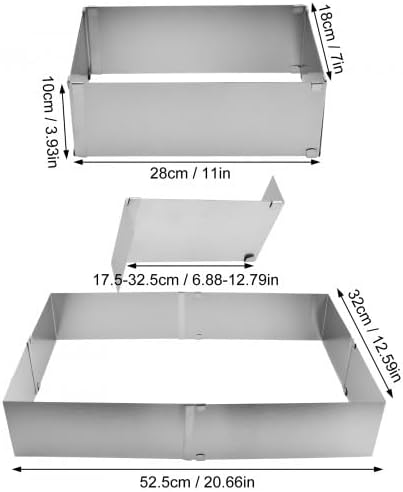 Cadre Patisserie Rectangulaire, Cadre Rectangulaire Réglable, 10cm Moule à Gâteau en Acier Inoxydable avec Diviseur, Moule Patisserie Extensible 18 à 33cm 28 à 53cm pour Mousse, Gâteaux - Nail Gallerys