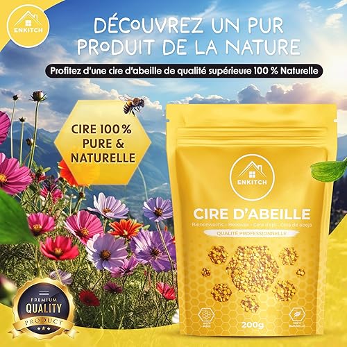 Cire d'Abeille Pure 200g + E-BOOK OFFERT - L'Or Naturel pour Vos Créations Artisanales - La Solution Parfaite pour la Fabrication de Bougie et la Conception de Cosmétique Naturelle - Cire Pour Bougie - Nail Gallerys