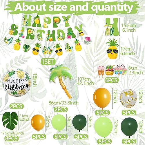 Hawaïenne Décoration de Fête d'anniversaire, Bannière Anniversaire Ananas, Hawaïenne Ballon Guirlandes , Decoration Anniversaire Tropical, Beach Summer Décoration de Fête Tropicale Hawaïenne - Nail Gallerys