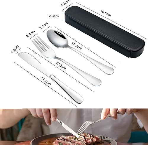 JIEYUCHU Couverts de Camping, 3 Set de Couverts en INOX, Ensemble de Couverts Lunch Box, Lavable au Lave Vaisselle, pour Pique-Nique, Voyage, École, Bureau (Rose) - Nail Gallerys