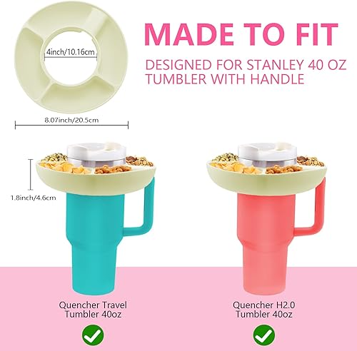 Pgtc Stanley Cup 30oz/40 oz Snack Bowl,Réutilisable Grande Capacité Stanley Cup 880ml/1200ml Nonpareil Snack Tray avec poignée,Anneau Nonpareil pour la Coupe Stanley (40 oz Rose) - Nail Gallerys