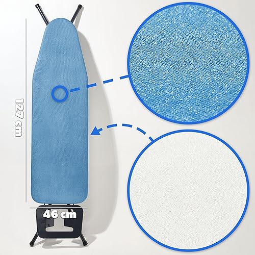 KADAX Housse de table à repasser avec revêtement en téflon, housse de table à repasser, pour fer à repasser à vapeur, housse de rechange avec rembourrage en éponge (bleu) - Nail Gallerys