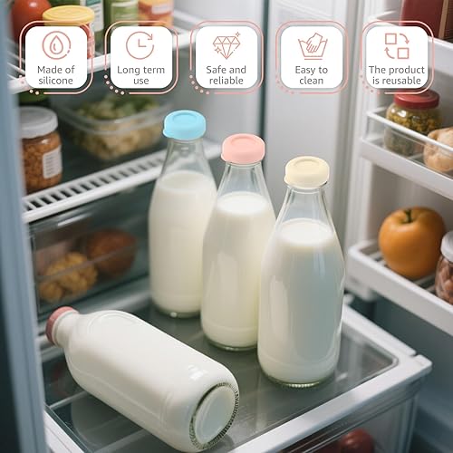 Lot de 9 bouchons de bouteilles en verre de couleur différentes réutilisables pour lave-vaisselle Libbey - Couvercle en verre de silicone sûr pour Stanpac - Nail Gallerys