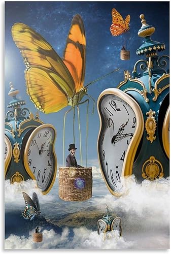 Impression sur toile de peinture sur toile de Salvador Dali (chiffres horloge abstraite) - Décoration murale pour chambre à coucher et salon - 30 x 45 cm - Nail Gallerys