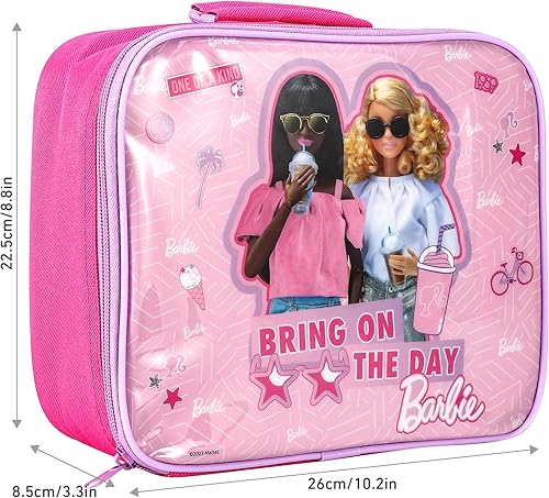 Zawadi Global Barbie Sac à déjeuner isotherme rectangulaire pour garçons et filles, taille parfaite pour emballer des collations chaudes ou froides pour l'école et les voyages, sans BPA - Nail Gallerys