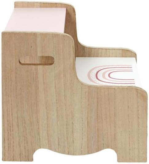 Paris Prix Marchepied pour Enfant Fille 33cm Rose & Blanc - Nail Gallerys