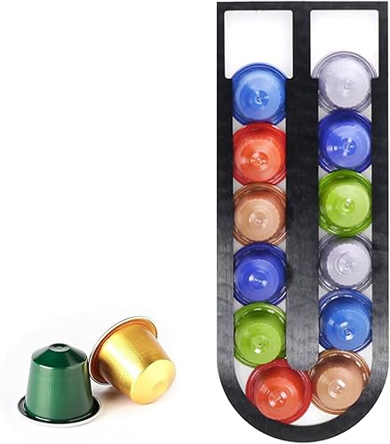 Support à Capsules à Café, Distributeur de Capsules, Support Rangement Capsules, Coffee Porte Capsules, Pas Besoin de Percer des Trous Dans Le Mur, Peut Stocker Jusqu'à 12 Capsules de Café, Noir - Nail Gallerys