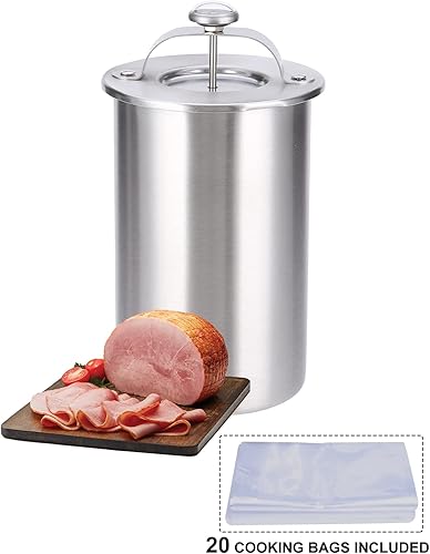 Machine à jambon – Presse à viande en acier inoxydable pour faire de la viande délicieuse maison saine avec un thermomètre et 20 sacs de cuisson - Nail Gallerys