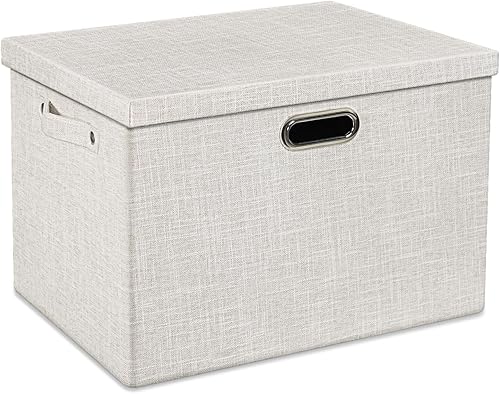 Bacs de rangement décoratifs en lin avec couvercles – Organisateurs de placards et boîtes de rangement pour vêtements – Boîtes de rangement pour placard, chambre d'enfant, chambre à coucher, bureau, - Nail Gallerys