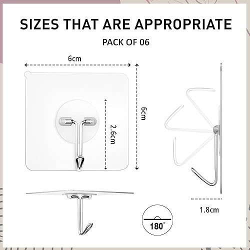 Gloxian Crochet Adhesif Mural 10 Pcs, 6 x 6cm – Crochet Mural en Acier Inoxydable pour Maison, Cuisine, Salle Bain – Charge Maximale : 5 kg - Idéal pour Serviettes, Peignoirs et Vêtements - Nail Gallerys