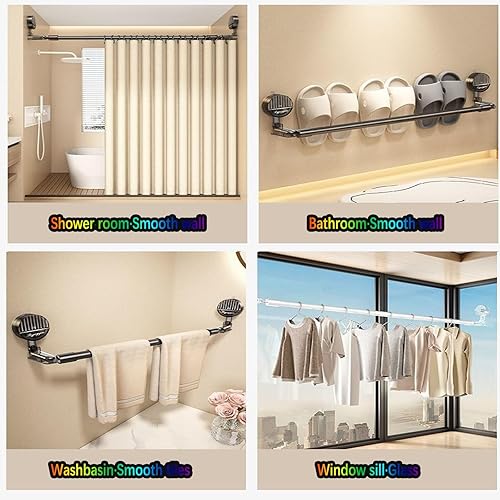 KELENMNAZT Tringle Télescopique À Ventouse sans Trou for Rideau De Douche, Porte-Chaussures, Porte-Serviettes, Étagère À Chiffons De Cuisine, Tringle Extensible De 95 À 195 Cm(Metallic Gray) - Nail Gallerys
