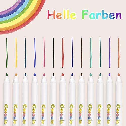 HENGBIRD Lot de 12 stylos en porcelaine - Passe au lave-vaisselle - Stylos acryliques pour pierres - Marqueurs acryliques - Marqueurs en céramique - Kit de peinture pour bois, verre, papier, toile, - Nail Gallerys