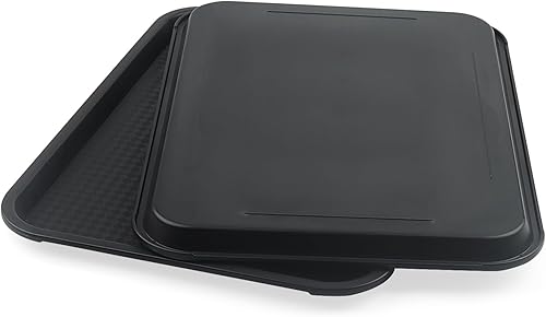 LEXININ Lot de 5 plateaux rectangulaires en plastique noir de 41 x 30 cm pour restauration rapide, pour boissons, aliments - Nail Gallerys