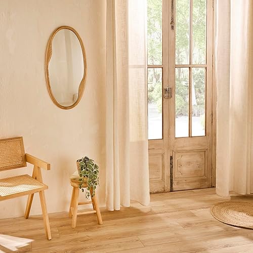 Ariane Déco - Miroir Ovale Gaïa en Bois Massif Naturel - 40x80cm - Nail Gallerys