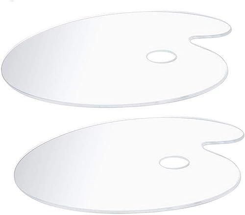 SURALIN 2 Pièces Palette de Peinture Acrylique Transparente pour Artiste, 15 x 25 cm, Palette de Peinture Ovale Transparente Antiadhésive Transparente Facile à Nettoyer - Nail Gallerys