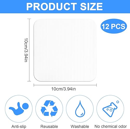 12 Pièces Anti Derapant Tapis, Tapis Antidérapant Autocollant Antidérapant Tapis Vacuum Tech, Anti Glisse Tapis Gardez Votre Tapis en Place pour Cuisine Chambre Salon Salle De Bain (10 * 10cm) - Nail Gallerys