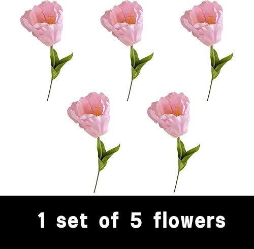 Lot de 5 tulipes artificielles - Rose - Pour loisirs créatifs, fête de mariage - 4801 - Nail Gallerys