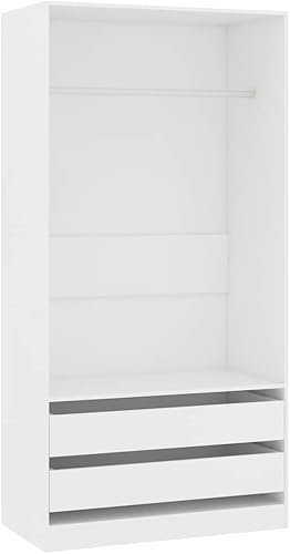 vidaXL Garde-Robe, Armoire de Rangement, Organisateur de Chambre à Coucher, Meuble de Rangement Maison Intérieur, Blanc Bois d’Ingénierie - Nail Gallerys